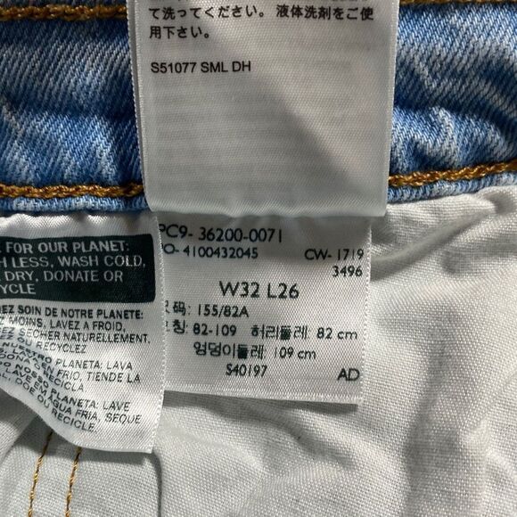 LEVIS 501 Original Sport Stripe Cropped High-Rise Straight Logo Leg Jeans 32/26 - Picture 16 of 16